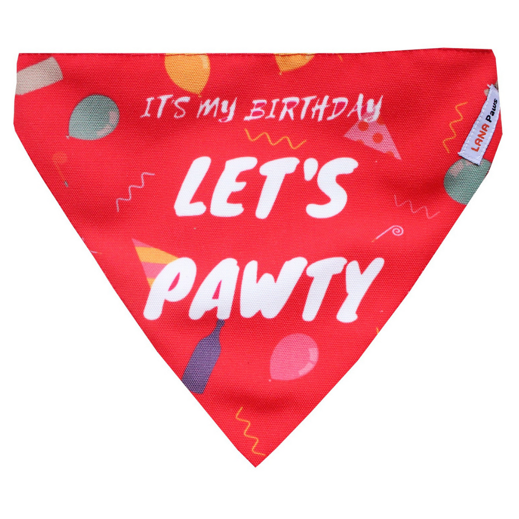 Lana Paws birthday dog party bandana in red