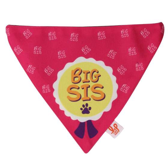 Adjustable Dog Bandana/ Dog Scarf (pink) - Big Sis (Big Sister)