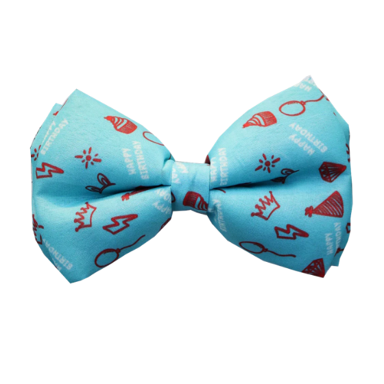 Dog Bowtie (Light Blue) - Happy Birthday  (Adjustable)