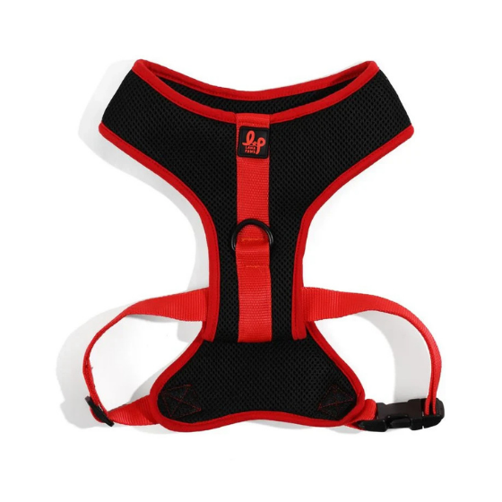 Air-mesh Vest Dog Harness - Black & Red Padded