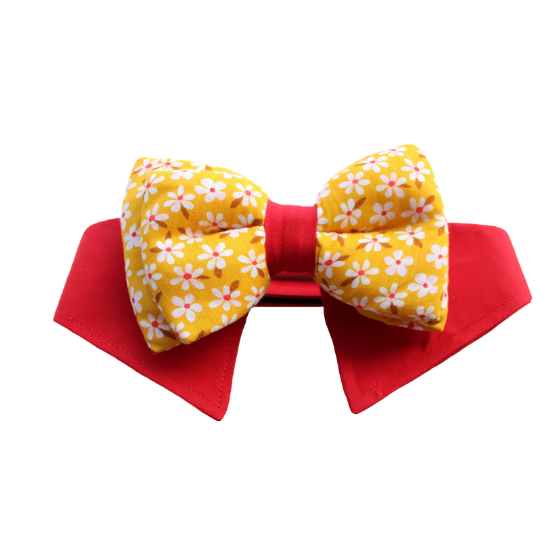 Dog Tuxedo Bow Collar - Bloomingdale (Red & Yellow)