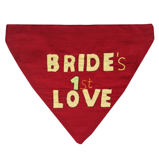 Bride's First Love - Adjustable Wedding Dog Bandana/ Scarf/ Dog Outfit in Silk (red)