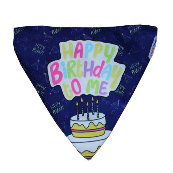 Adjustable Dog Bandana/ Dog Scarf (Blue) - Happy Birthday To Me!