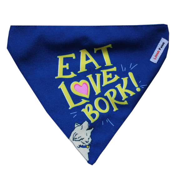 Adjustable Dog Bandana/ Dog Scarf - Eat, Love, Bork