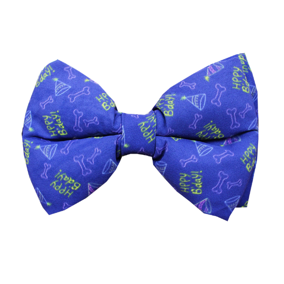 Dog Bowtie (Purple) - Happy Birthday  (Adjustable)