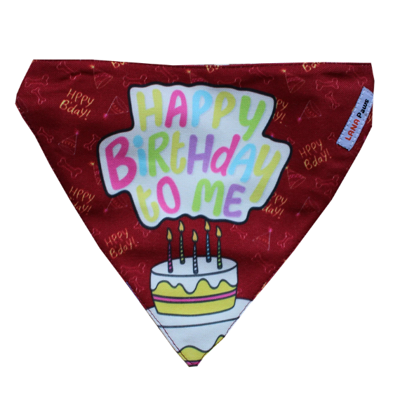 Adjustable Dog Bandana/ Dog Scarf (Wine) - Happy Birthday To Me!
