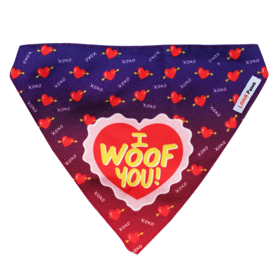 Adjustable Dog Bandana/ Dog Scarf - I Woof You!