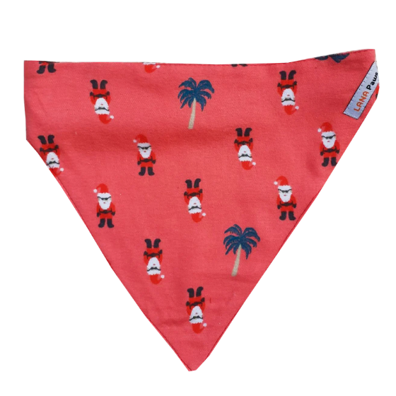 Adjustable Dog Bandana/ Dog Scarf - Merry Christmas (Santa Claus Pink)