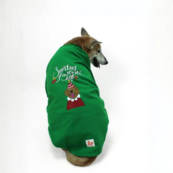 Winter Dog Sweatshirt - Santa's Favourite Elf Christmas