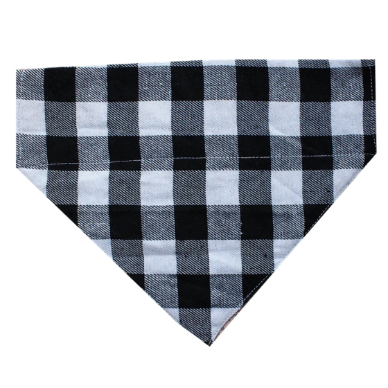 Slip-On Dog Bandana/ Dog Scarf - Winter Buffalo Plaid (Black & White)