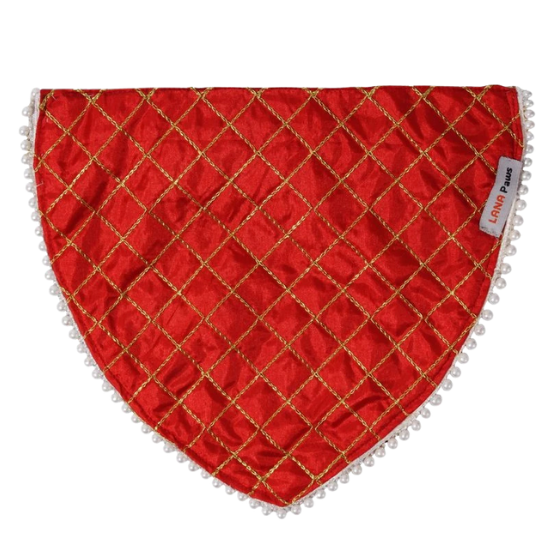 Nawab Collection Zari Festive Dog Bandana - Red (Adjustable)
