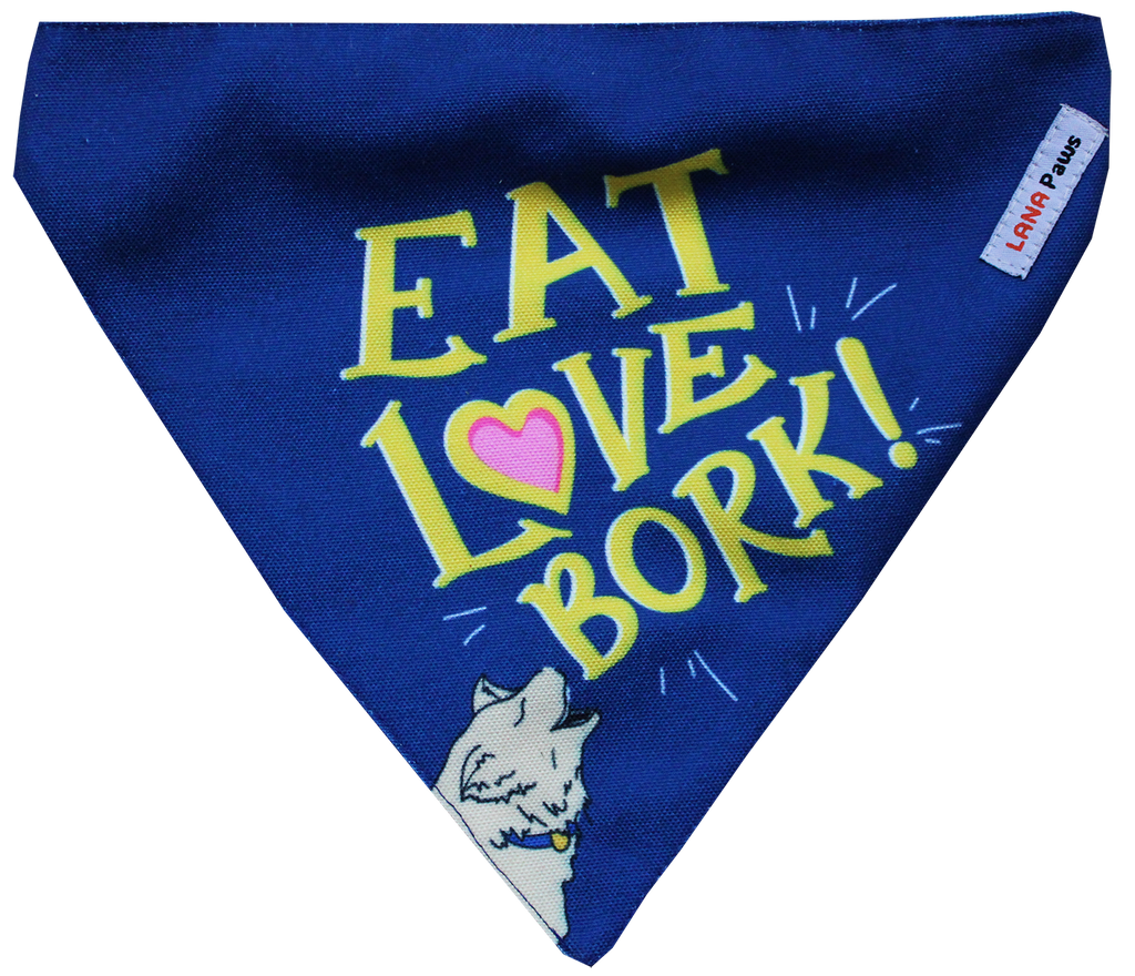 Adjustable Dog Bandana/ Dog Scarf - Eat, Love, Bork