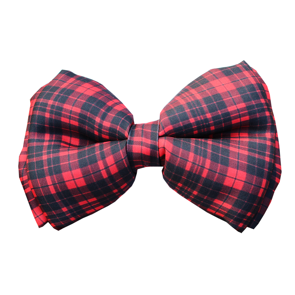 Red winter dog bow tie plaid Lana Paws